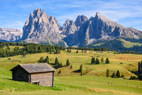 landscape scenic viewpoint of  Alpe di Suisi , famous travel location Dolomite Alps, Italy