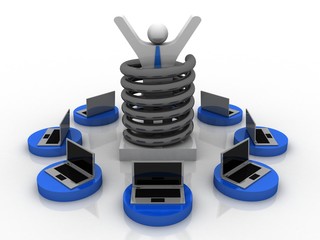 Obraz premium 3d rendering Computer business network