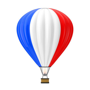 Hot Air Balloon with French Flag. 3d Rendering