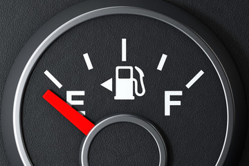 Naklejka premium Fuel Dashboard Gauge Showing a Empty Tank. 3d Rendering