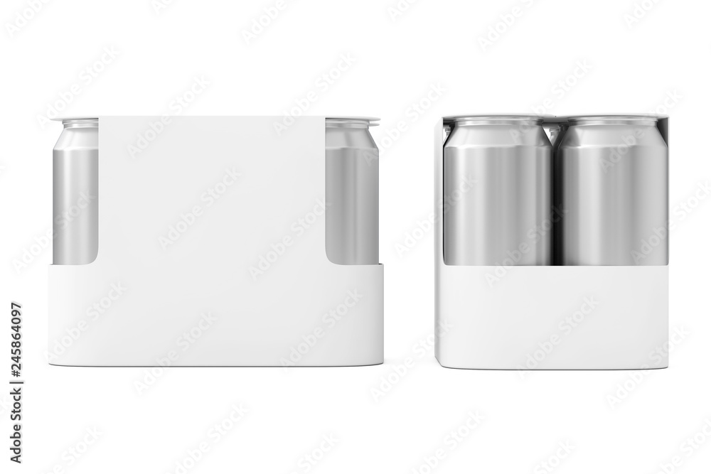 Aufkleber white blank paper package for drink beer cans with blank spase for your design. 3d rendering
