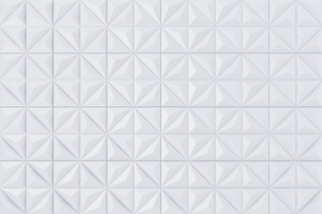White Abstract Geometric Polygonal Pyramids Wall Panel Segments Background. 3d Rendering
