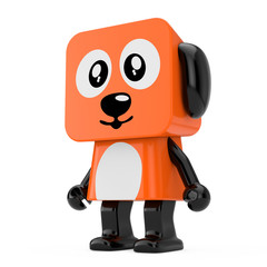 Cute Orange Cartoon Toy Dog Character Person. 3d Rendering