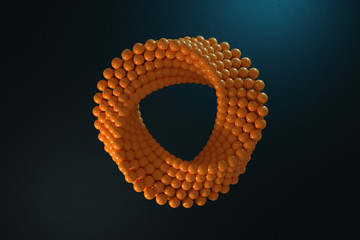 Abstract Impossible Orange Balls Loop Circle Shape Cross Cap. 3d Rendering