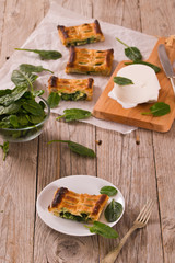 Pie with spinach and ricotta cheese. 