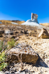 The mysterious view around the Tuzbair salt dry lake, Mangystau, Kazakhstan 