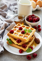 Homemade waffles with berries