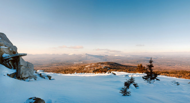 Panoramic view from the mountain Naked Sopka