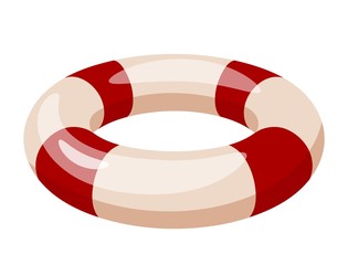 Vector lifebuoy. Subject to rescue a drowning man in the water. Life buoy concept of saving lives. Cartoon style. Vector stock illustration