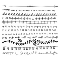 Fototapeta premium Hand drawn vector border line design elements set 
