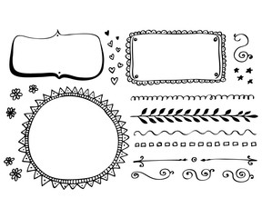 Hand drawn vector border line design elements set 