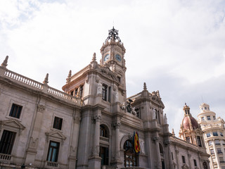 Fototapeta na wymiar palace on the Piazza del Ayuntamiento in Valencia, Spain