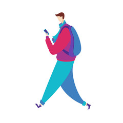 A guy reading a message on his cell phone.