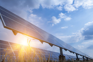 Solar panel, alternative electricity source - concept of sustainable resources, And this is a new system that can generate electricity more than the original, This's the sun tracking systems