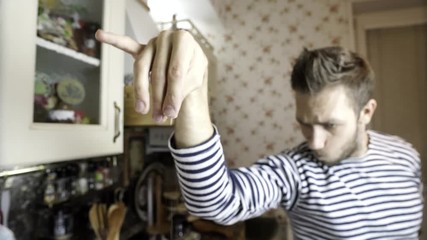 Man salting food. Salt Bae - Powered by Adobe