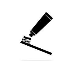 Toothpaste with toothbrush Icon. Vector concept illustration for design.