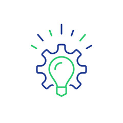 Idea light bulb and cogwheel, new technology, innovation concept, smart solution