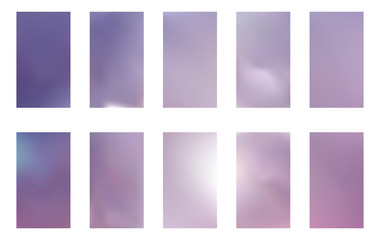 Abstract gradient mesh backgrounds. Vector purple, pink and blue smooth banners templates. Easy editable trendy soft colored vector illustration.