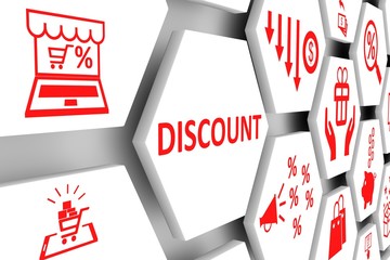 DISCOUNT concept cell background 3d illustration