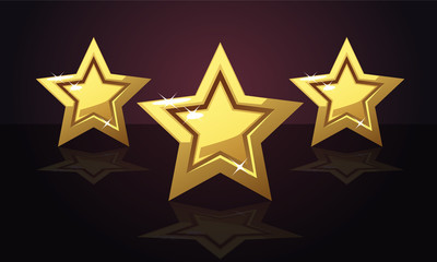 Golden three star icon rating isolated. Vector illustration part 1
