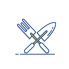 Gardening icon set | Fork and Trowel icon - with Outline Filled Style