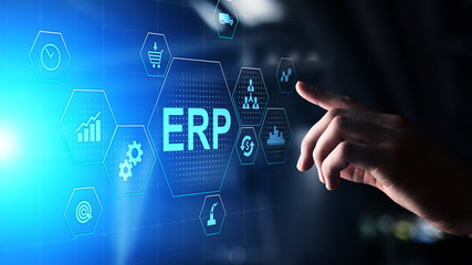 Obraz premium ERP - Enterprise resource planning business and modern technology concept on virtual screen.