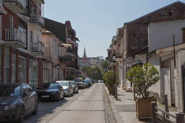 Fototapeta na wymiar The view of Batumi street, the second size city of Georgia country