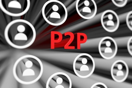 P2P concept blurred background 3d render illustration
