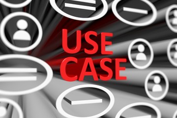 USE CASE concept blurred background 3d render illustration