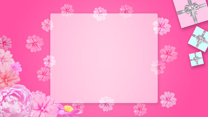 ギフトボックスと花の背景 (誕生日、バレンタインデー、母の日 、クリスマス)