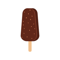 Ice cream isolated on white background. Chocolate ice cream with nuts. Cartoon.