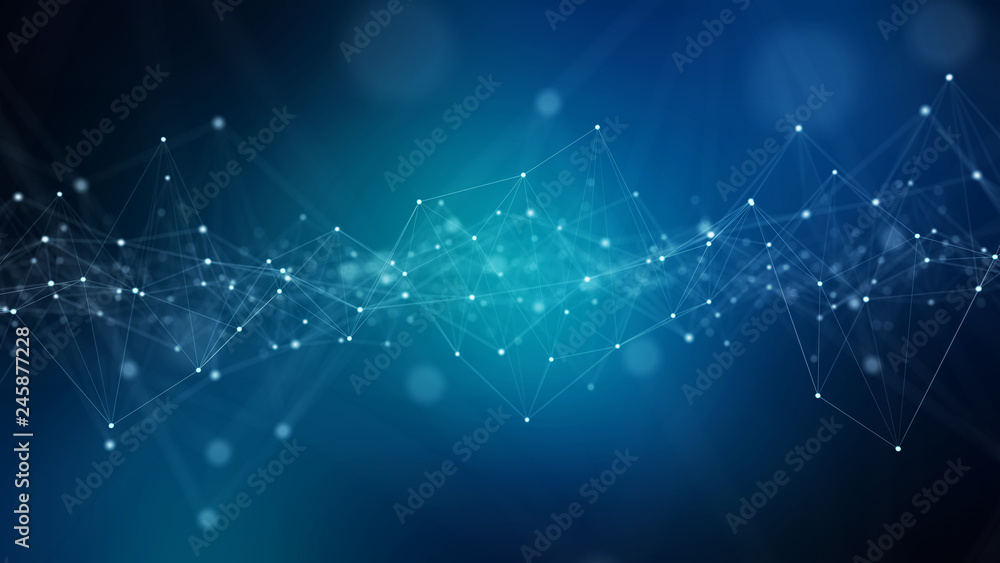 Poster abstract digital network connection blue background 3d rendering