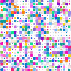  The bright colorful squares on a white background. 