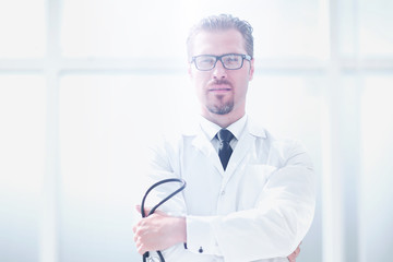 confident doctor with stethoscope