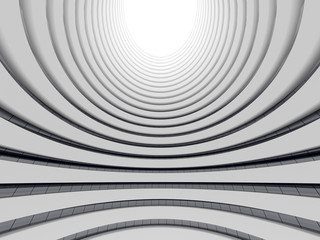 Abstract of white circle space ,Perspective of future architecture building.Futuristic idea design, 3D rendering.