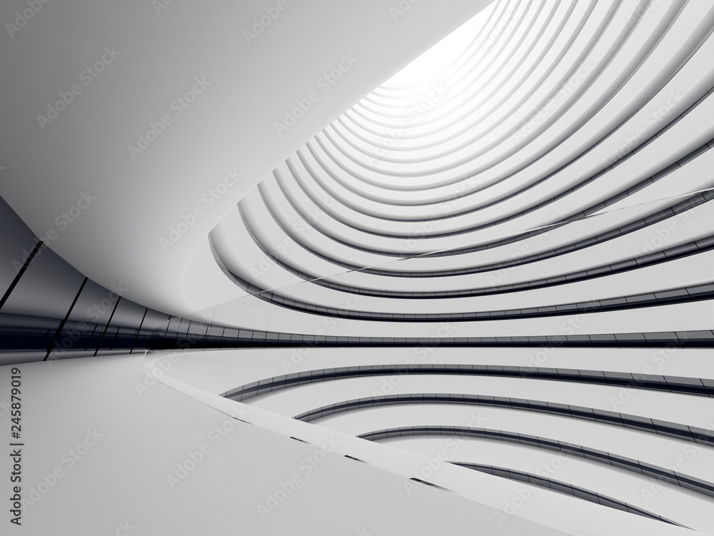Leinwandbilder abstract of white circle space ,perspective of future architecture building.futuristic idea design, 