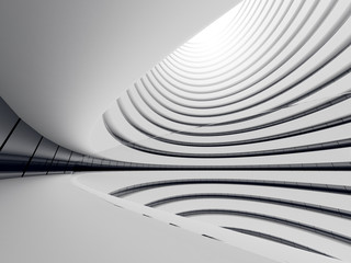 Abstract of white circle space ,Perspective of future architecture building.Futuristic idea design, 3D rendering.