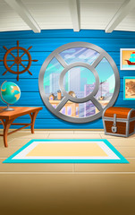 country house interior, cartoon background