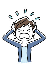 ショートヘアの若い女性：パニック
