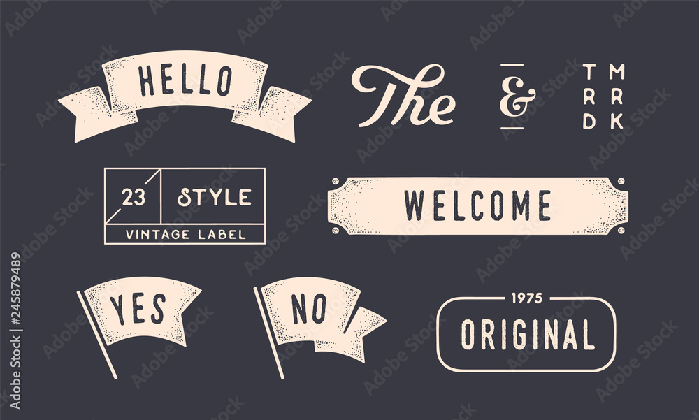 Canvas Prints set of vintage graphic. design elements, linear drawing