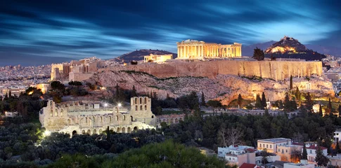 Poster Parthenon van Athene in de schemering, Griekenland - lange blootstelling © TTstudio