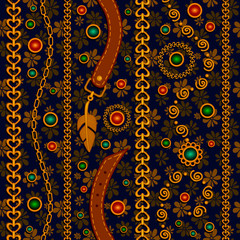 Seamless pattern with gold jewelry.