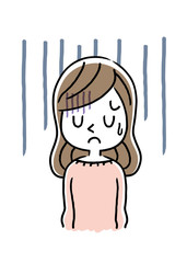 若い女性：落ち込む、不安
