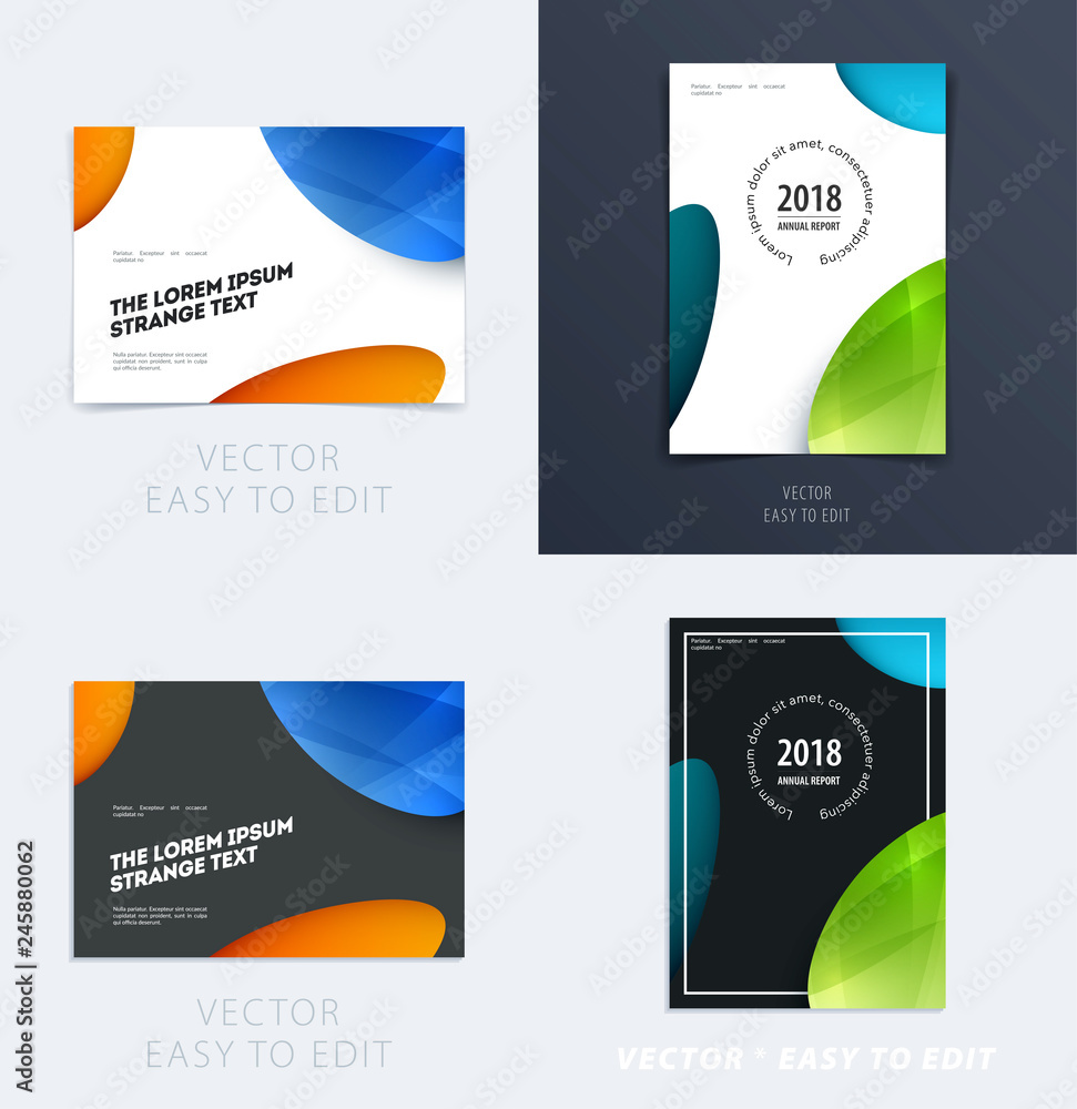 Wall mural design of brochure smooth soft template. creative abstract set, annual report, horizontal cover, fly