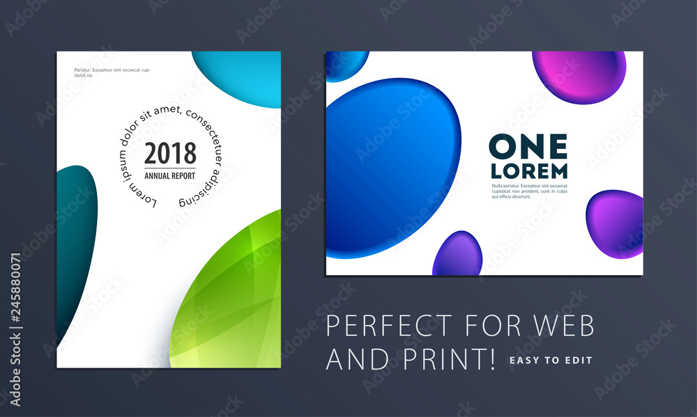 Wall mural design of brochure smooth soft template. creative abstract set, annual report, horizontal cover, fly