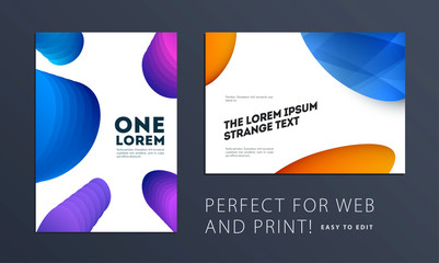 Design of brochure smooth soft template. Creative abstract set, annual report, horizontal cover, flyer in A4 with colourful smooth shapes for branding, exhibition. Business vector presentation.