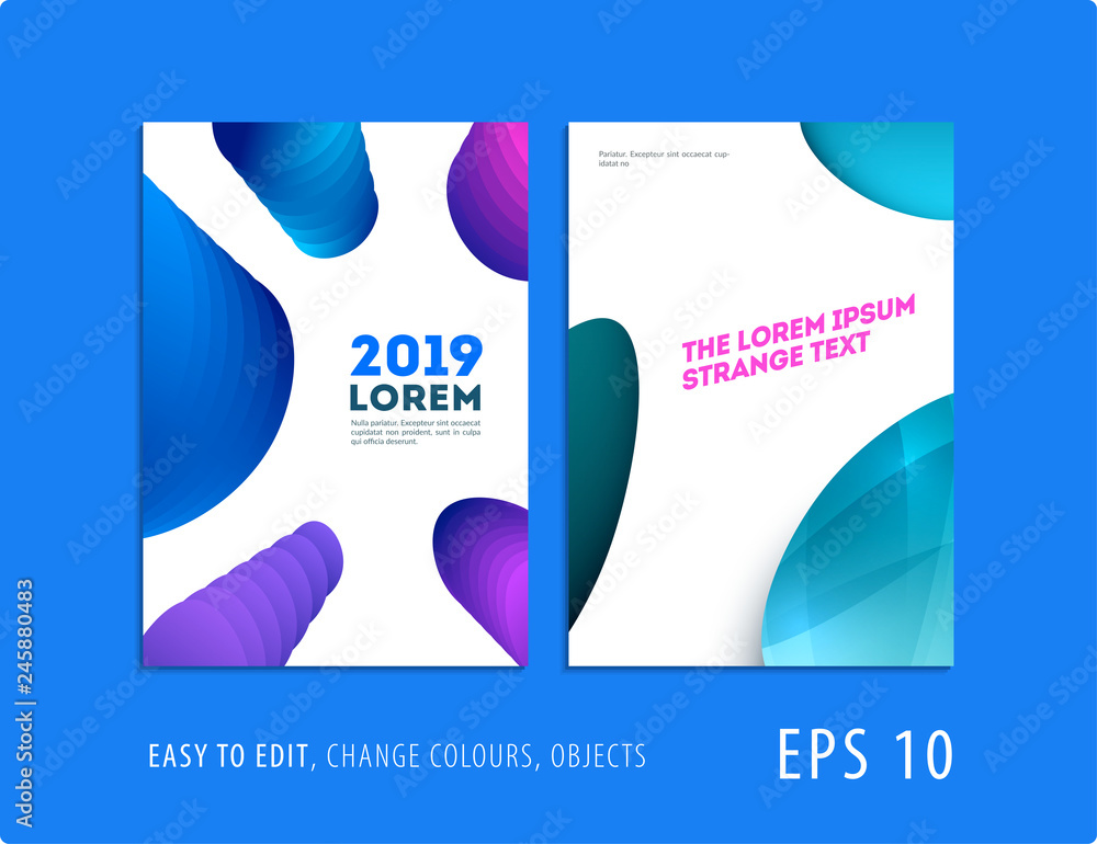 Wall mural design of brochure smooth soft template. creative abstract set, annual report, horizontal cover, fly