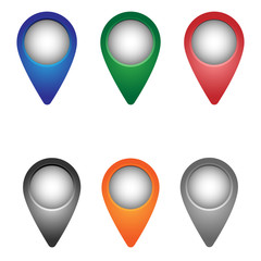Set of colorful map pointers