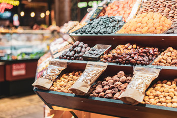 assortment of organic dried fruits in the market b