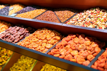 assortment of organic dried fruits in the market b
